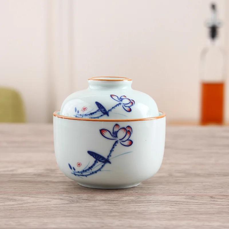 

Porcelain Cover Bowl Korean Creative Ceramic Small Stew Pot Tableware Steamed Egg Cup Dessert with Lid Bowl Kitchen Supplies