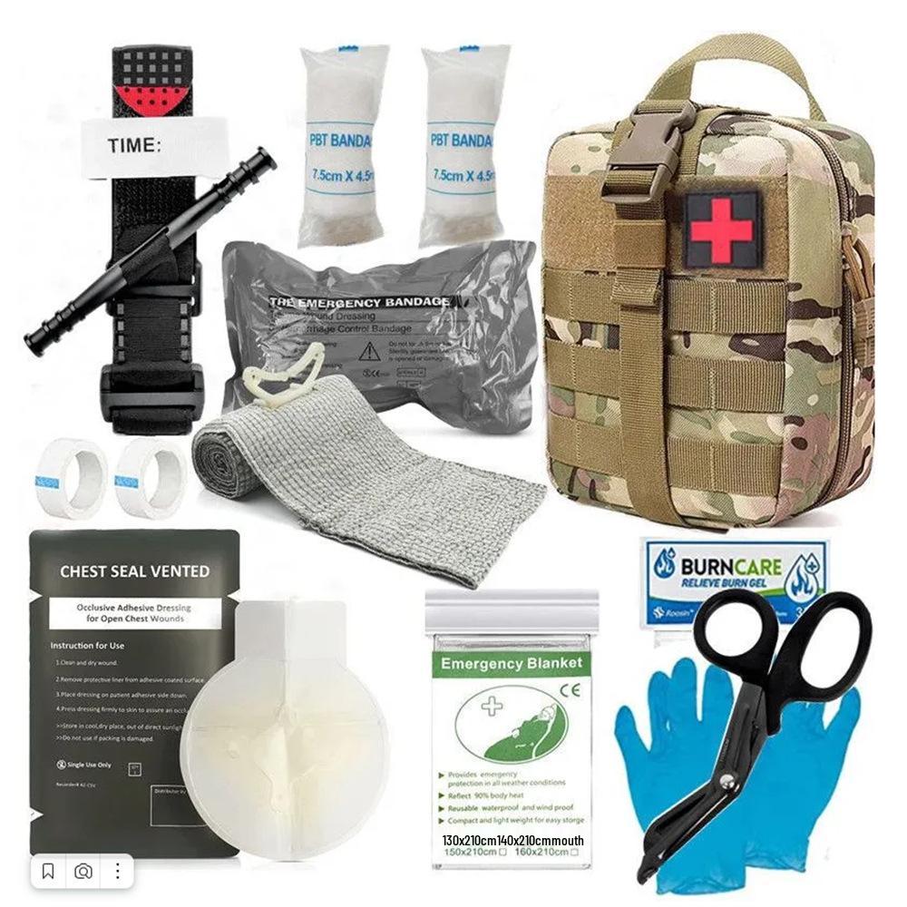Battlefield First Aid & Survival Travel Kit - EDC Camping Emergency Tools