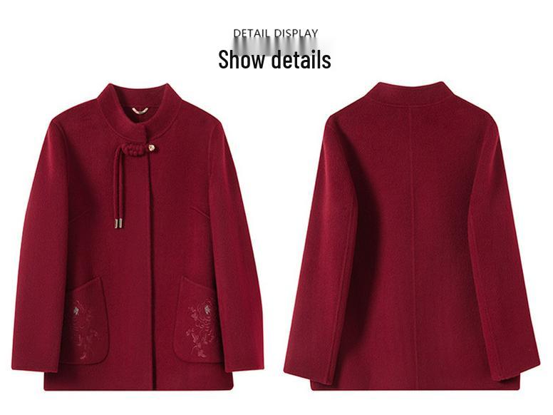 Petite Wool Coat for Women: Autumn/Winter Fashion, Middle-Aged & Elderly, Short Double-Sided Cashmere