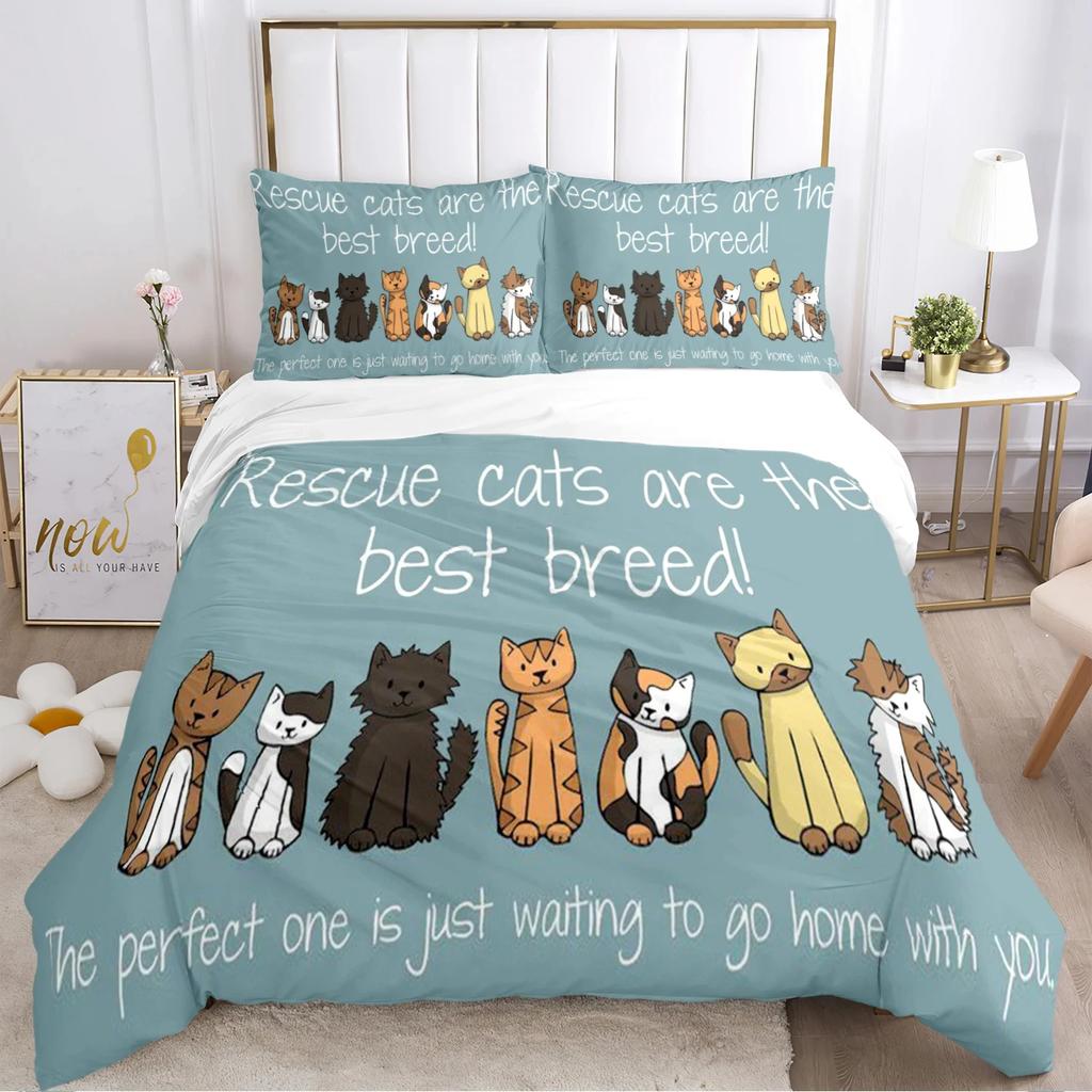 Comforter Fashion Cartoon Bedding Set Cat Dog Animal Soft And S For Teens Boys Single/Twin/Queen/King