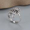 Buyee 925 Silver Rose Flower Open Ring for Women Elegant Fashion Jewelry Big Circle Gift Ethnic Fine Female