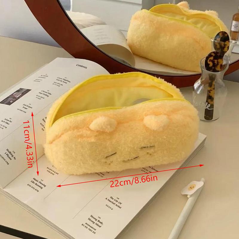Kawaii Milk Cat Plush Pouch Pencil Case Cute Zipper Fluffy Large Capacity Pencil Bag School Stationery Storage Bag Supplies