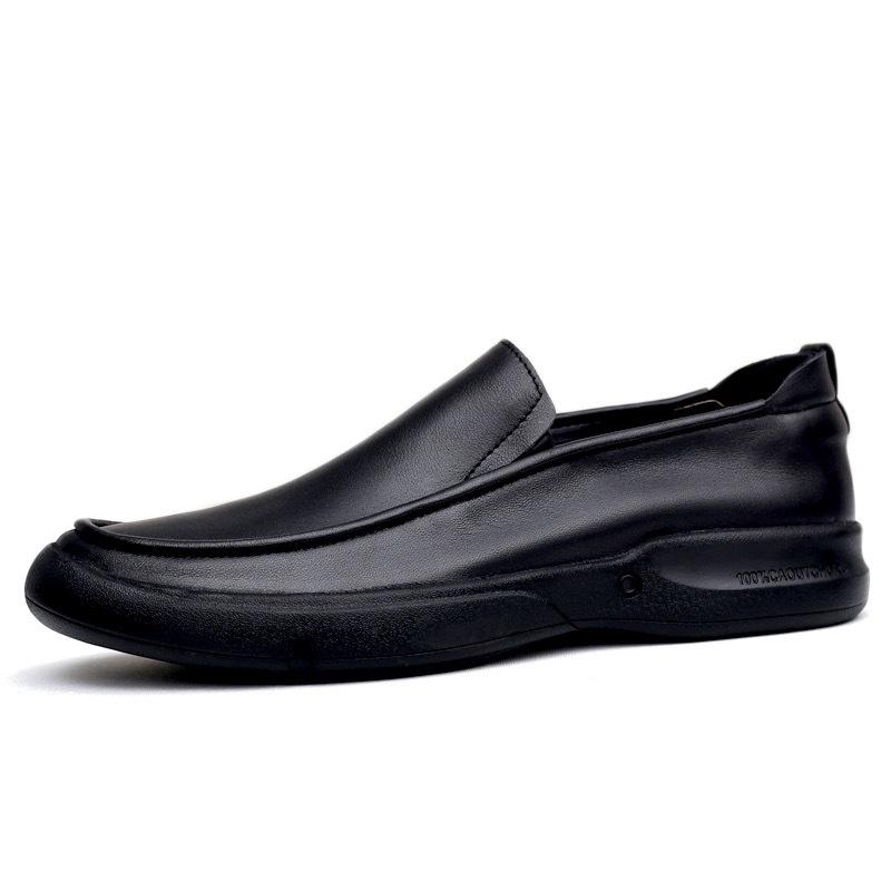 Men's Casual Leather Shoes Autumn and Winter First Layer Cowhide Soft Leather Soft Sole Genuine Leather Breathable One Pedal Men's Shoes