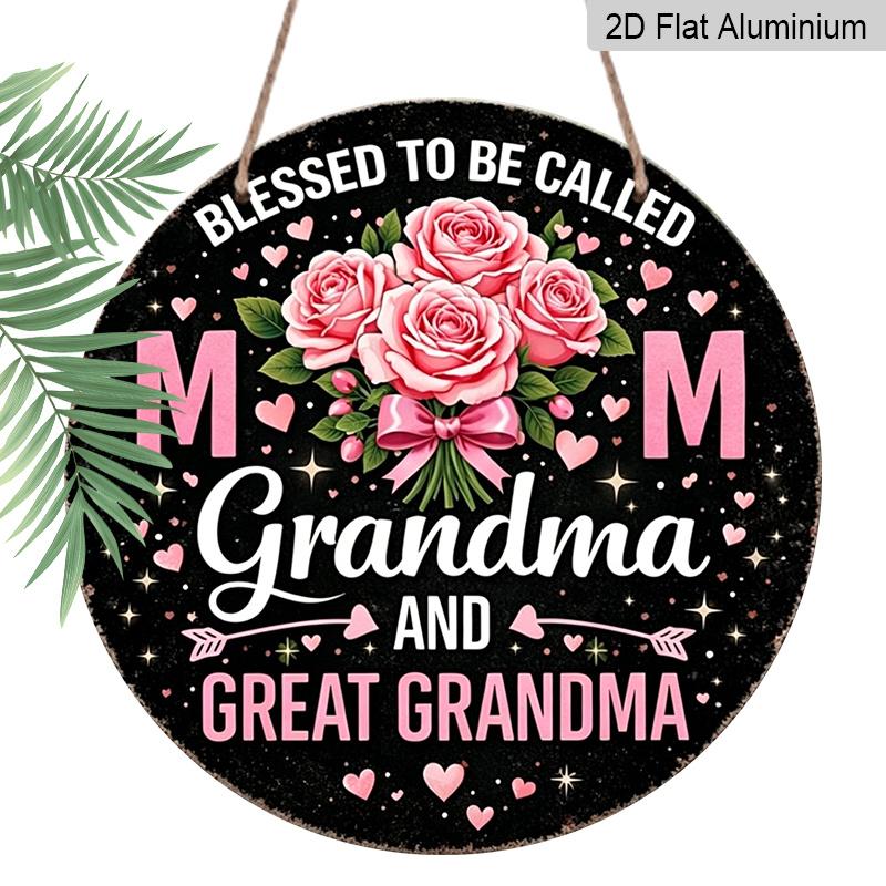 

2D Flat, 1pc Grateful to Be Known As Mom, Grandma, And Great Grandma Aluminum Sign, Pink Rose & Heart Design, Waterproof & Durable, Perfect for Great 7.87×7.87inch
