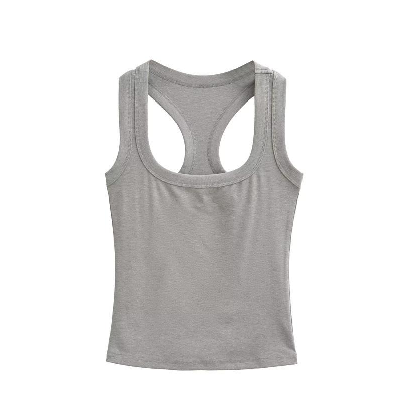 

Retro Square Neck Wide Shoulder Camisole for Women - Slim Fit, Versatile Basic Top Small