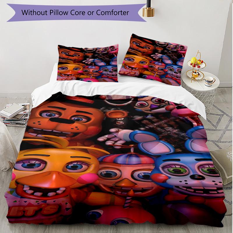 3pcs Duvet Cover Set (1*Duvet Cover + 2*Pillowcase, Without Core), Five Nights At Freddy's Print Soft All‑Season Bedding Set, Home Bedroom Decor Gift
