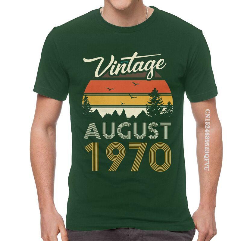 Vintage 1970 August T Shirt Mens Cotton Oversized Printing T Shirts Harajuku Tshirt 50th Birthday EMO Men Tees Tops