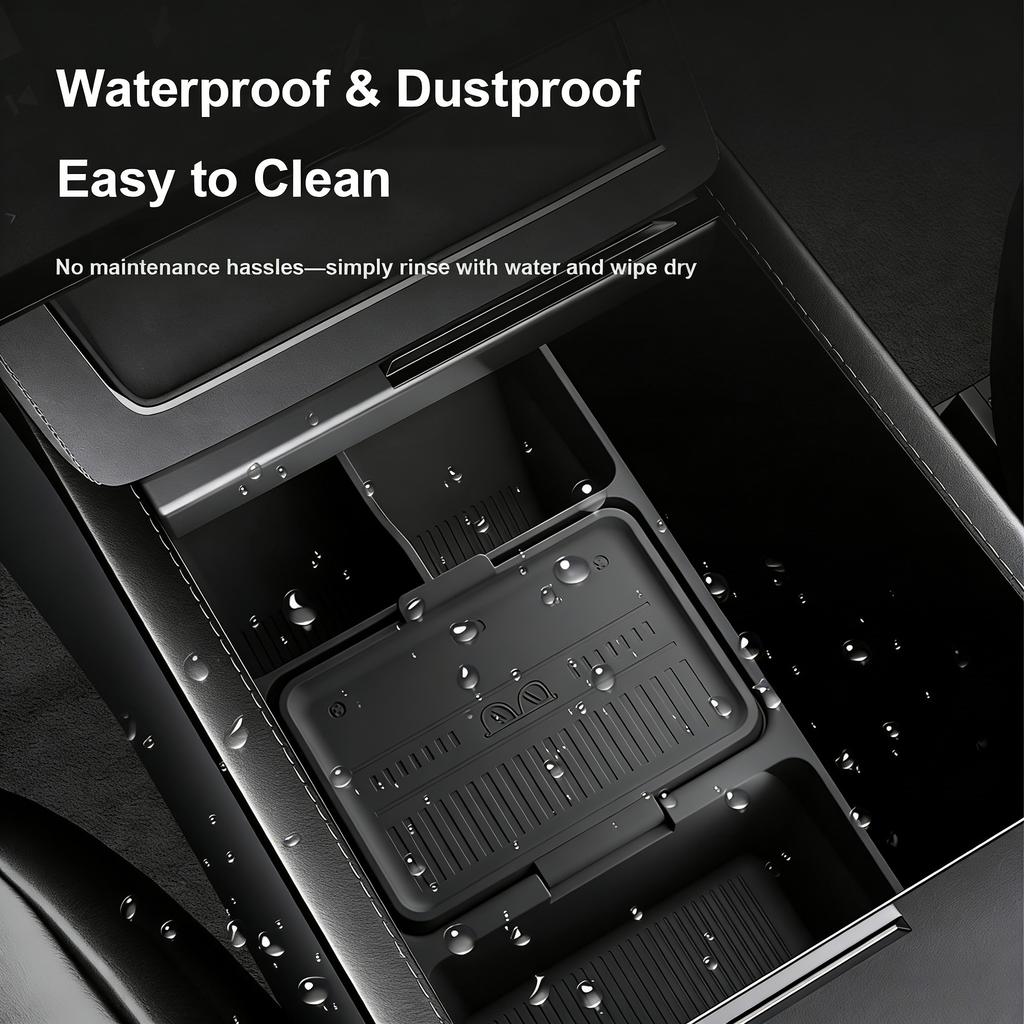 Center Console Storage Box For Tesla Model Y Juniper 2025+ Car Central Lower Layer Tray Silicone Organizer Accessories Tidying