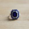 Vintage New In Blue Gemstone Wide Square Engagement Ring Court Style Classic Banquet Engagement Jewelry For Women Gift