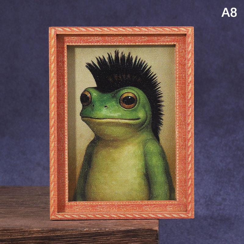 

Funny Frog Fridge Magnets Wood Mini Decor With Charming Frog Home Decor Gift Holiday Present Picture Frame Refrigerator Magnet A8