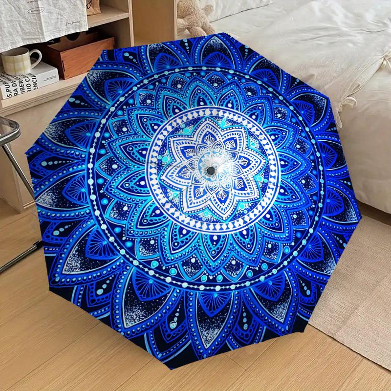 1PC mandala pattern Umbrella-8-Rib Reinforced, Automatic Open, Lightweight & Durable, Cute Fashion Accessory for Outdoor, Beach, or Casual Use, Beach