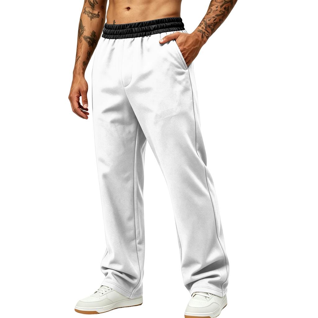 Men's Loose Fit Wide Leg Casual Pants with Pockets for Sports and