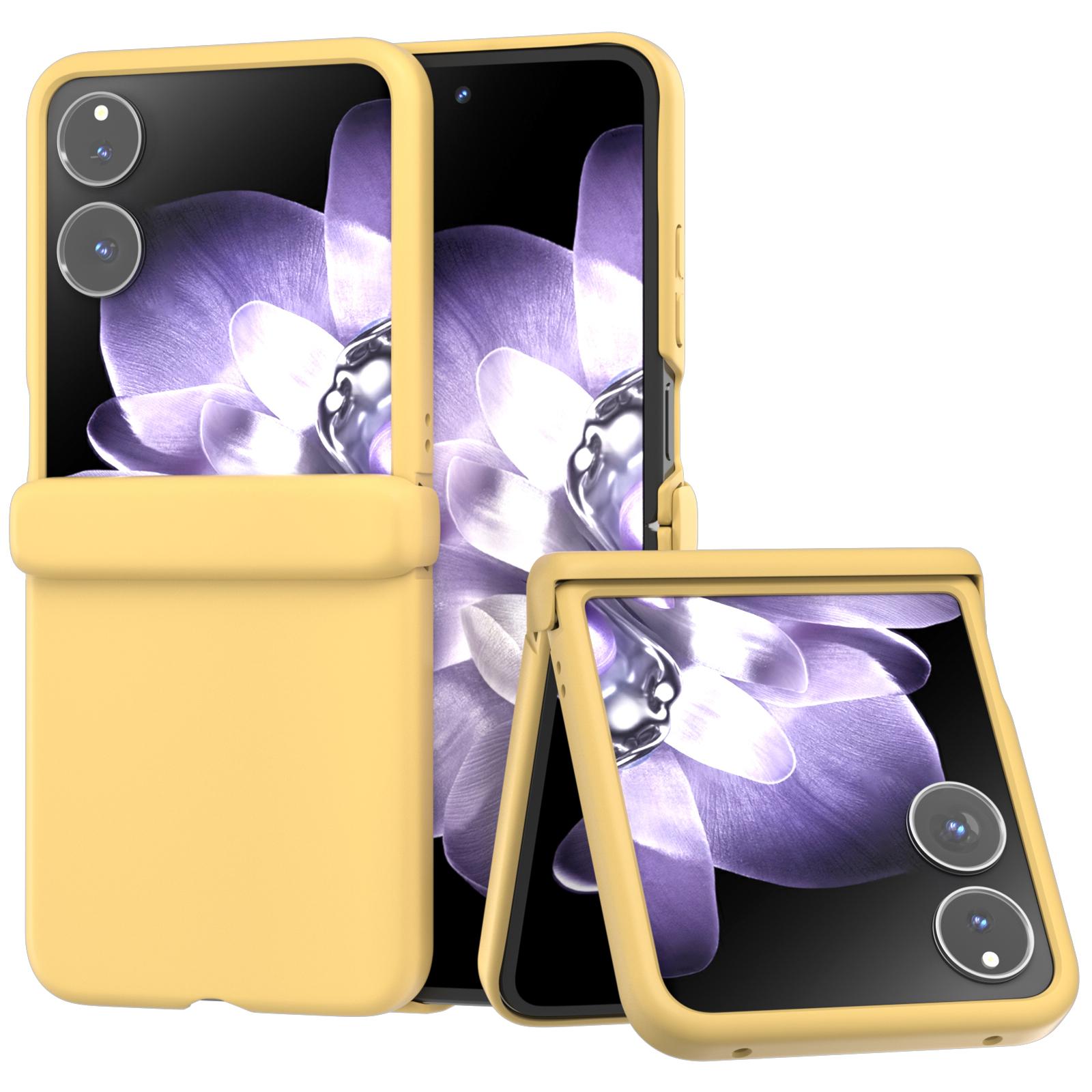 

ABEEL For Xiaomi Mix Flip 5G Case Skin Feel PC Phone Cover with Hinge Protection Yellow