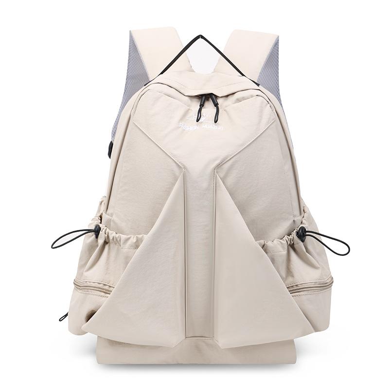 

Повсякденний плісований нейлоновий полотняний рюкзак японський та корейський шнурок назад плечова сумка Harajuku стиль великої місткості студентський рюкзак One Size білий