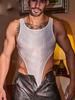 Sexy Herren Gestreifter Bodysuit Tops Schnalle Schritt Offen Reiz Nachtwäsche Durchsichtig Transparent Strumpfhosen Mann Tanga Schnitt Bodysuit Former