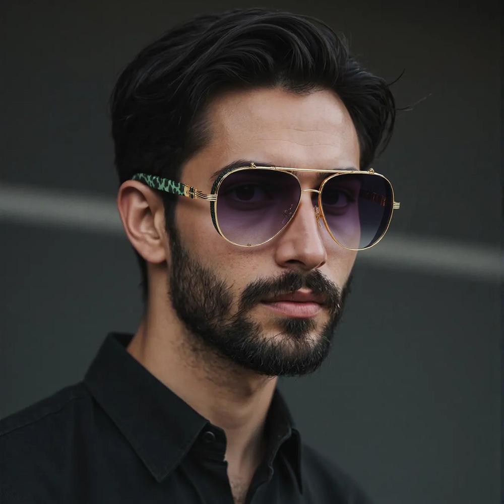 Vintage  Sunglass For Men Retro Glasses Metal Frames Workplace Light Luxury Accessories Men'S Glasses Sunglasses Men