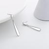 Glossy Geometric S925 Silver Needle Stud Earrings - Simple, Elegant, Cold Style for Women