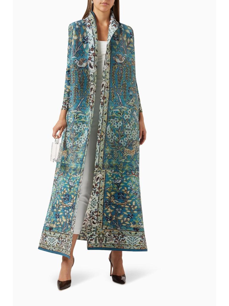 Miyake Pleats Women's High-End Printed Trench Coat Cardigan Muslim Robe