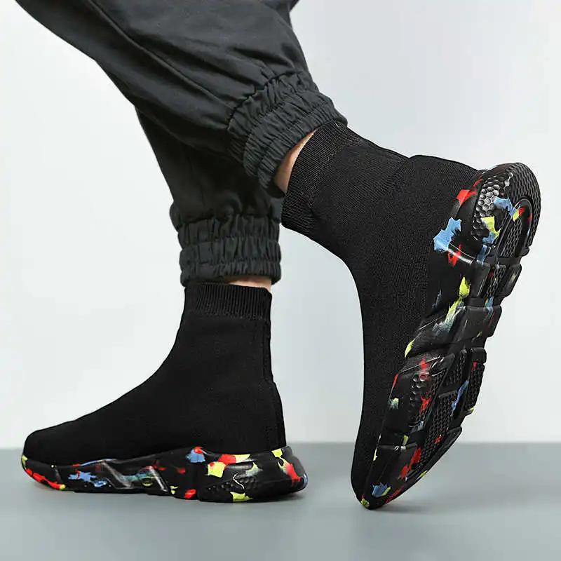 Fashion Massive Soles Sock Shoes Espadrille Winter Boots For Men Top Quality Sneakers Mens Famous Brand Men's Sports Boots Black Tennis