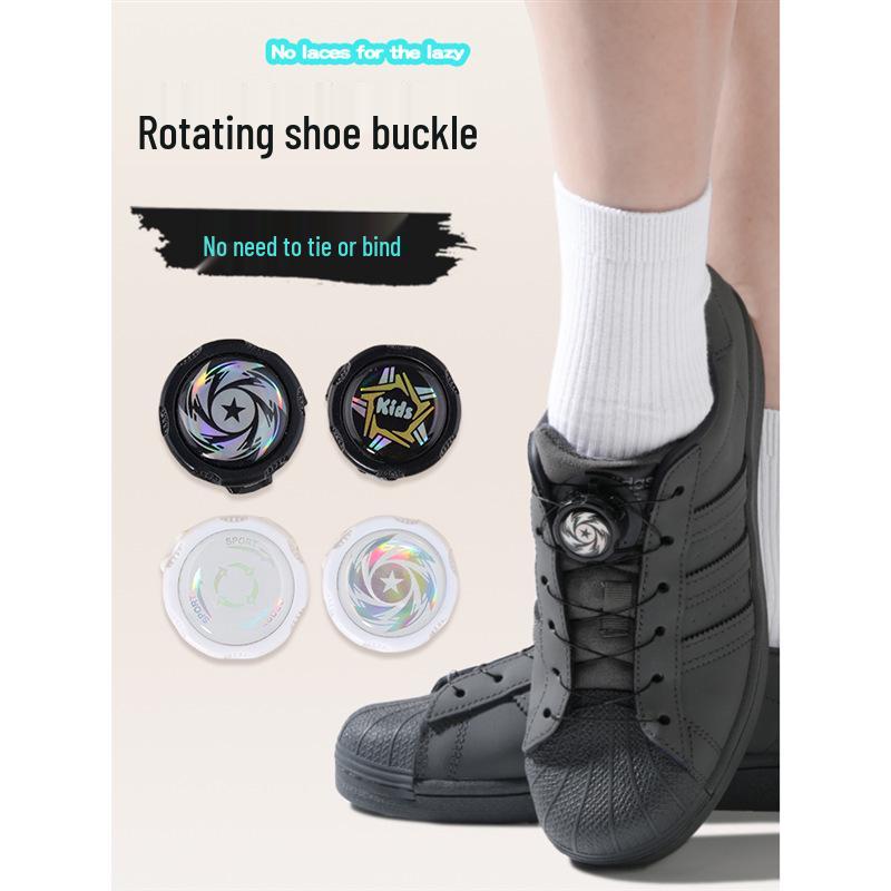 Rotating Button No-Tie Steel Wire Shoelaces for Sneakers and Football Shoes
