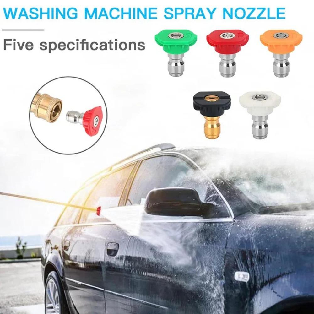 5pcs/Set Multi-Angle High Pressure Washer Spray Nozzle 1/4" Quick Connector Metal Tip Garden Spray Nozzle Quick Connect Nozzle