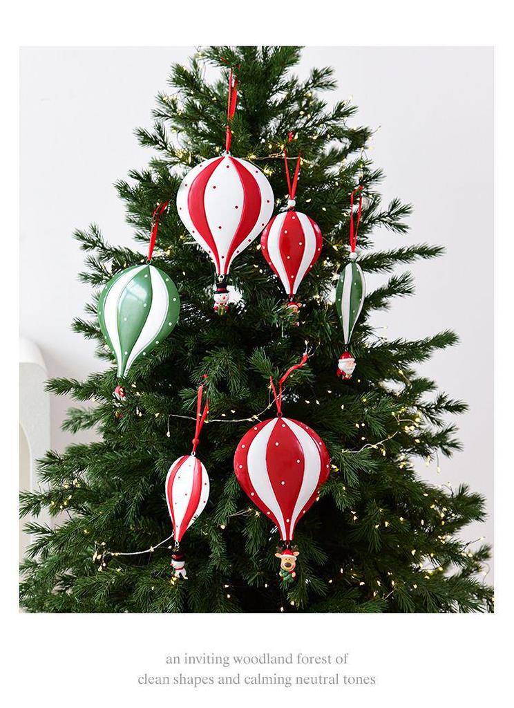 3D Hot Air Balloon Christmas Ornament: Red & Green Hanging Decoration for Holiday Festivities
