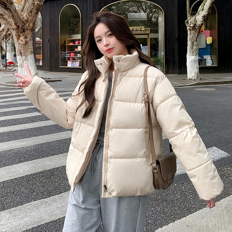 New down cotton-padded clothes Korean version thickened stand-up neck cotton-padded clothes short solid color student jacket cotton-padded jacket