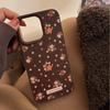 Warm Brown Gentle Small Floral for IPhone16 Mobile Phone Case for Apple 17pro Leather 16 for 13 Autumn and Winter Max Retro