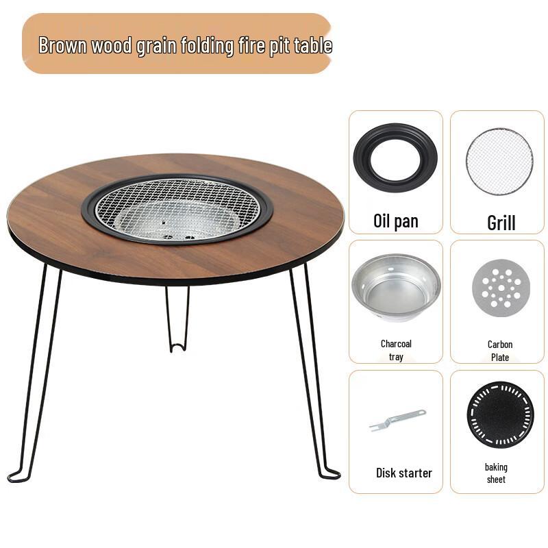 Outdoor Charcoal Grill Fire Pit Table Set