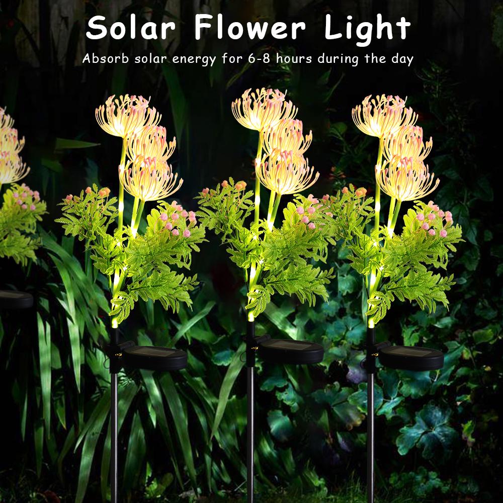 Solar Garden Flowers Lights Garden Decoration Yard Decor with Glowing Flowers & Stem Outdoor Lights Stake Lamp Lawn Lights