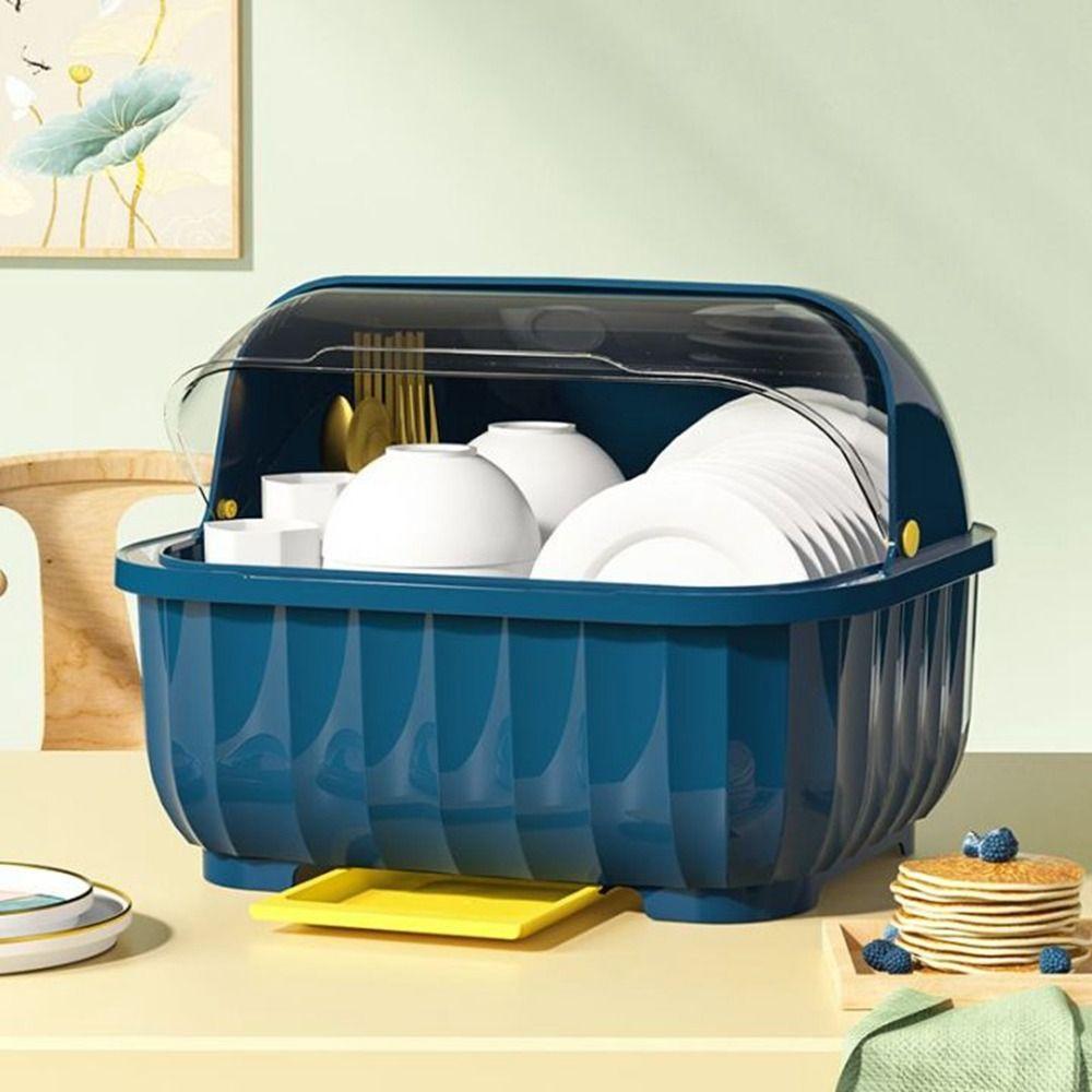 Dust Proof Draining Cupboard Cupboard Semi-flip Cover Storage Box Dish Rack Plate Holder Drain Rack