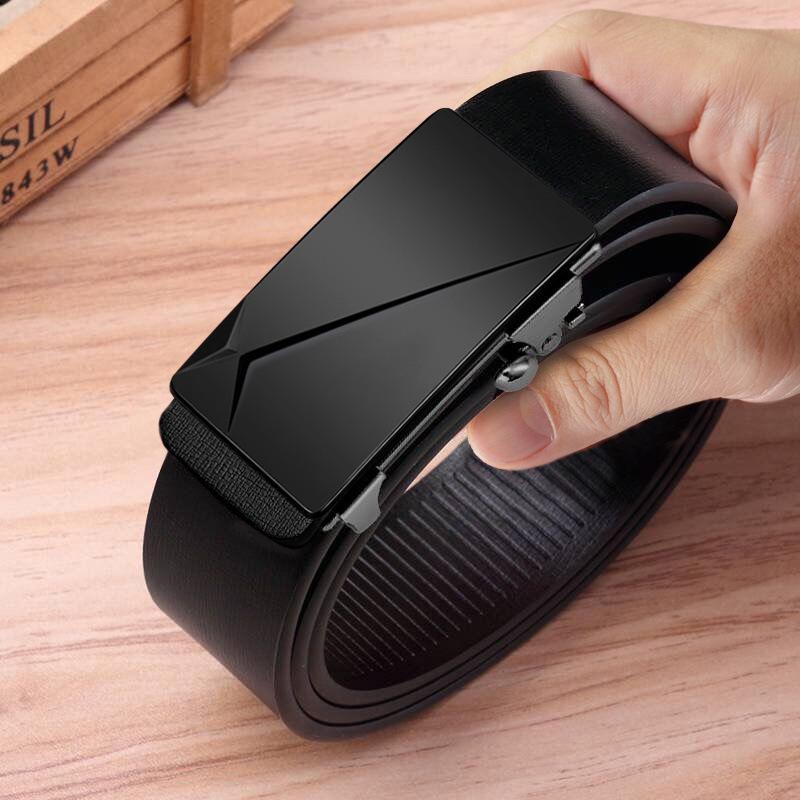 Men's Toothless Automatic Buckle Leather Belt for Men's Business Casual Versatile Simple Men's Middle Aged and Young Trousers