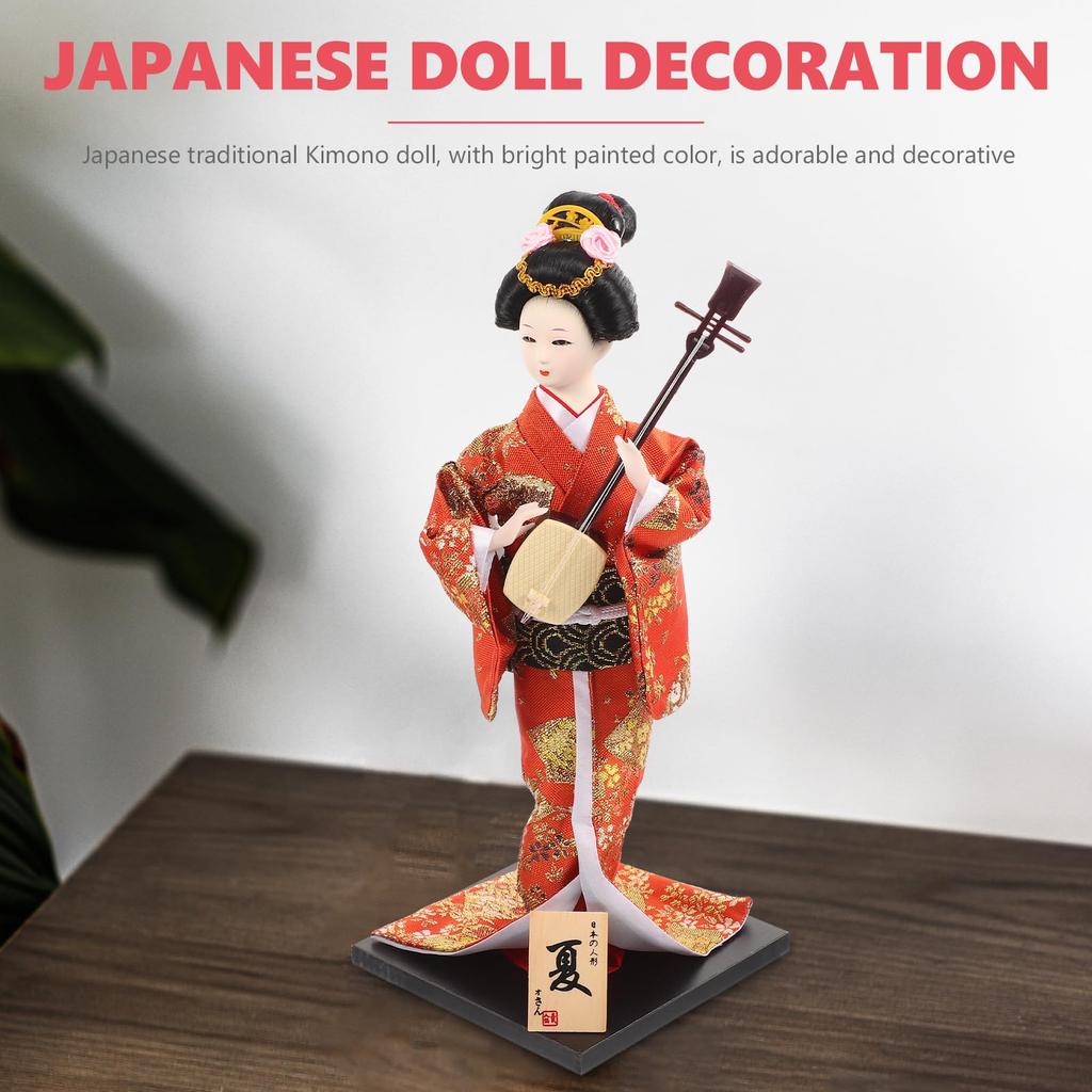TOYMYTOY Japanese Traditional Geisha Kimono Decorated Flat Base Stable Ideal for Home Perfect As a Japanese Souvenir or Gift 12.60-inch Doll, Doll,