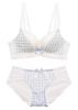 GOODS Premium Lace Checkered Bra Raku Bra [TOKYO MARKET] [PureAribon] Non-Wired (Blue, B70/L)