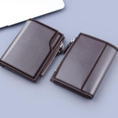 PU Leather Solid Color Men's Wallet Clutch Bag Card Holder Short Wallets Zipper Large Capacity Vintage Male Purses