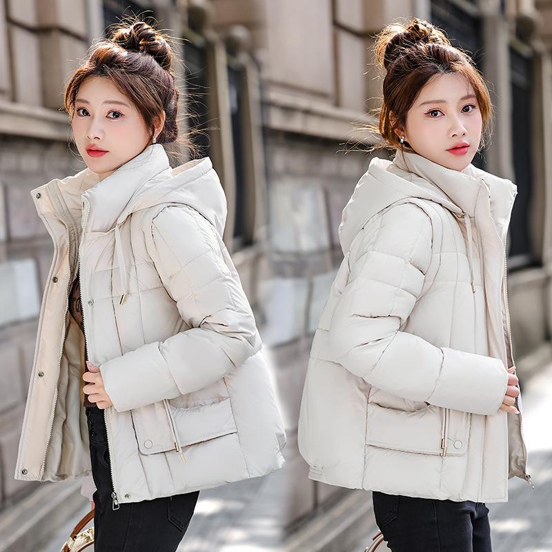 Small Winter Clothing 2025 New Removable Sleeve Design Sense Short Cotton Clothing Women's Thin Fashion Top Jacket