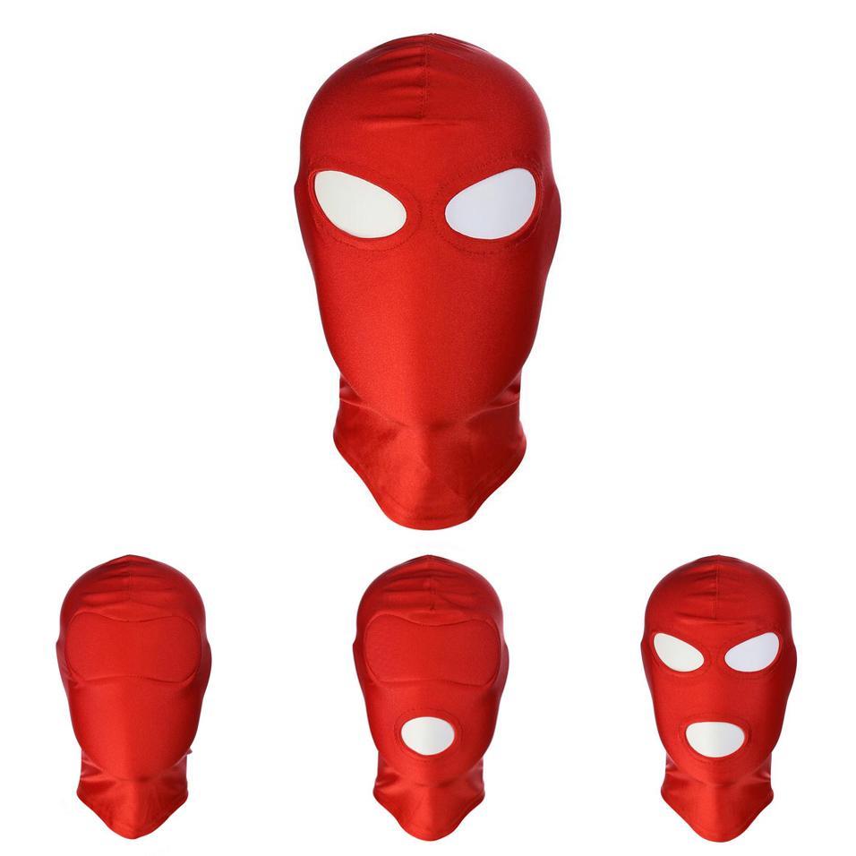 Red Stretchy Hood Open Mouth Eye Holes Sensory Deprivation   Hoods