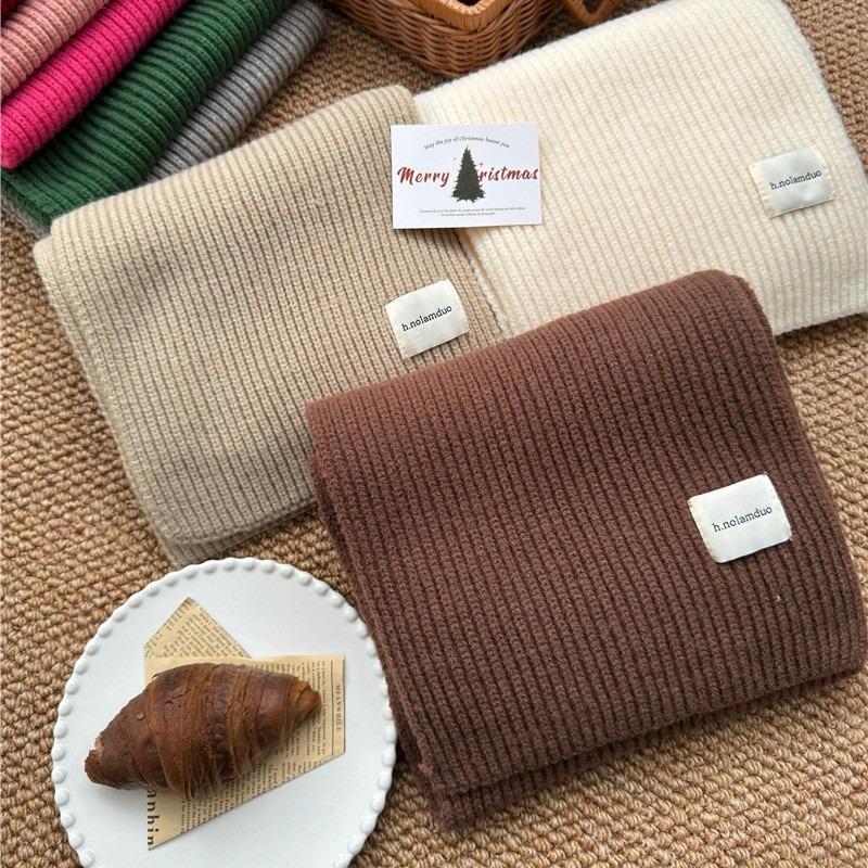 Scarf women's winter new red autumn and winter high-end atmosphere Christmas soft waxy knitted wool scarf