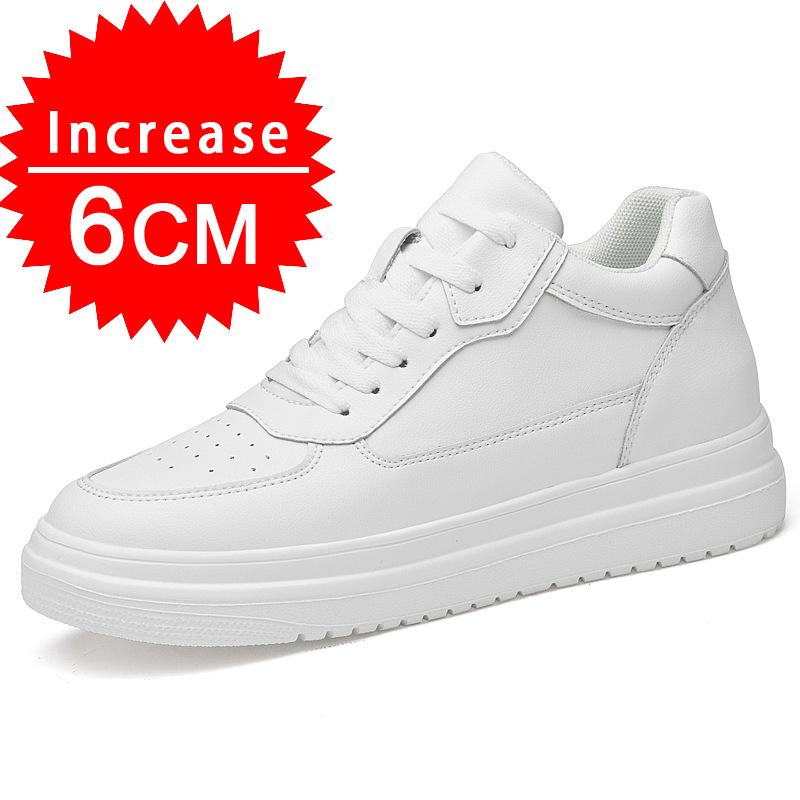 Sneakers da Uomo Scarpe con Rialzo Aumentano l'Altezza Soletta 7-8CM Scarpe con Tacco Alto Vera Pelle Scarpe Sportive