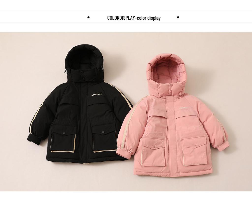 Girls' Winter Down Jacket: Mid-Length, Thickened, 90% Down, Suitable for Medium and Large Sizes - Style 2025.