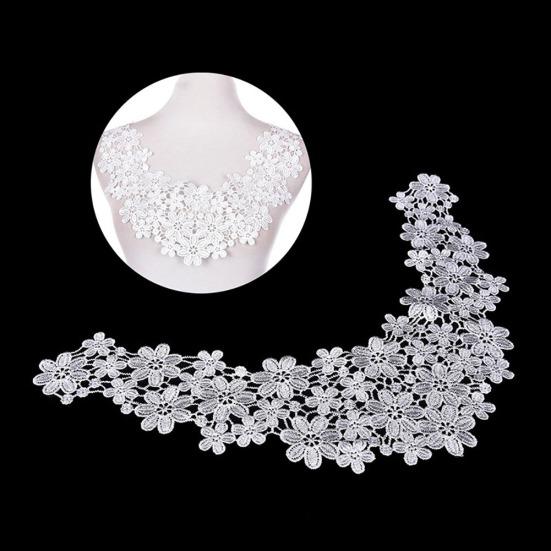 Bridal Wedding Flower Fabric Neckline Neck Collar Sewing Craft Applique Trim