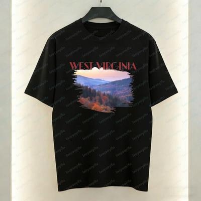 West Virginia Nature Unisex Cotton Tee Appalachian Mountain View Graphic TShirt for Unisex Summer Soft Breathable Casual Attire