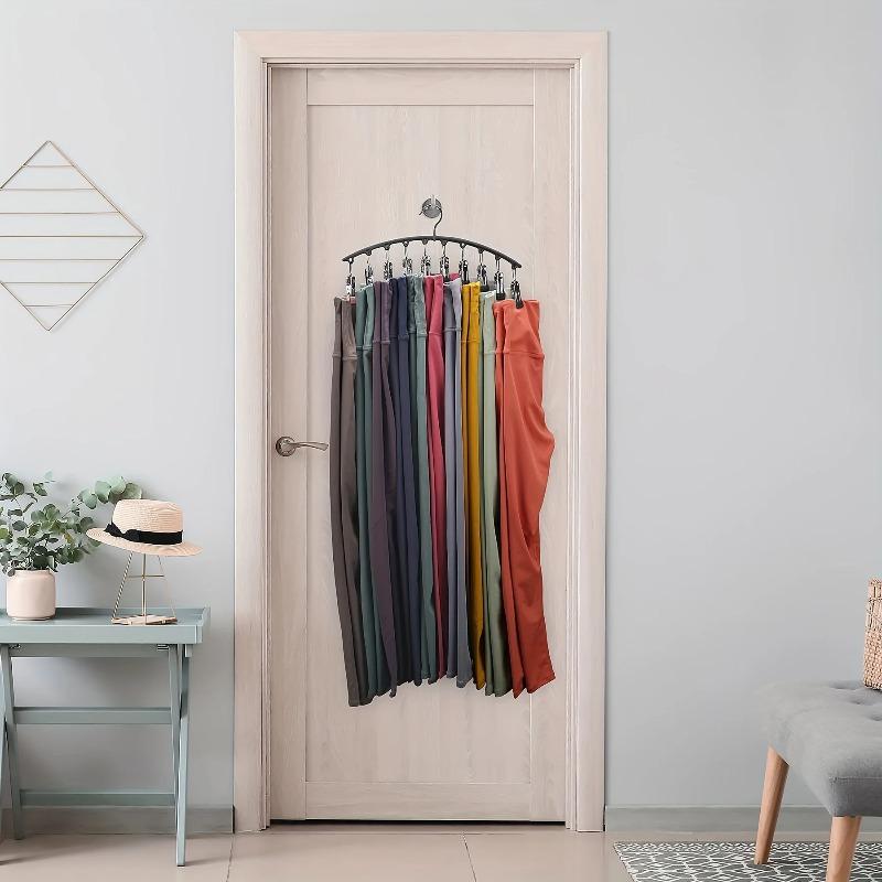 Legging Organizer For Closet, Metal Yoga Pants Hangers 10 Clips Holds 10 Leggings, Space Saving Hanging Closet Organizer Rubber