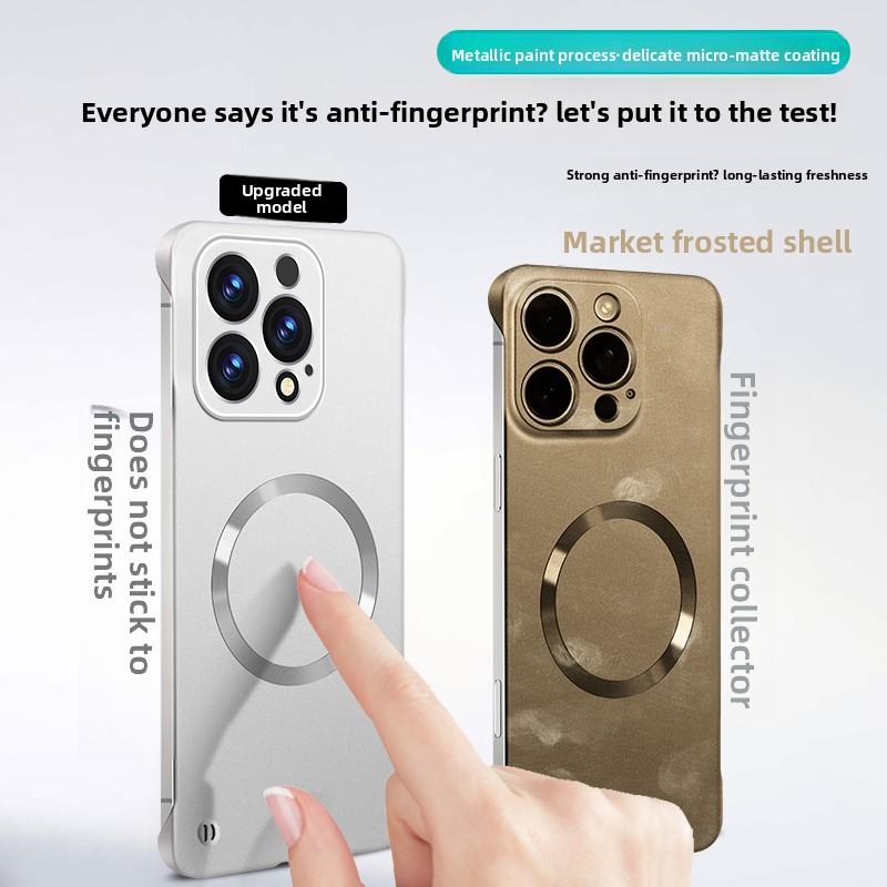 Frameless Magnetic Phone Case For iPhone 17 Air 16 15 14 13 12 Pro Max Plus For Magsafe Solid Color Hard PC Back Cover