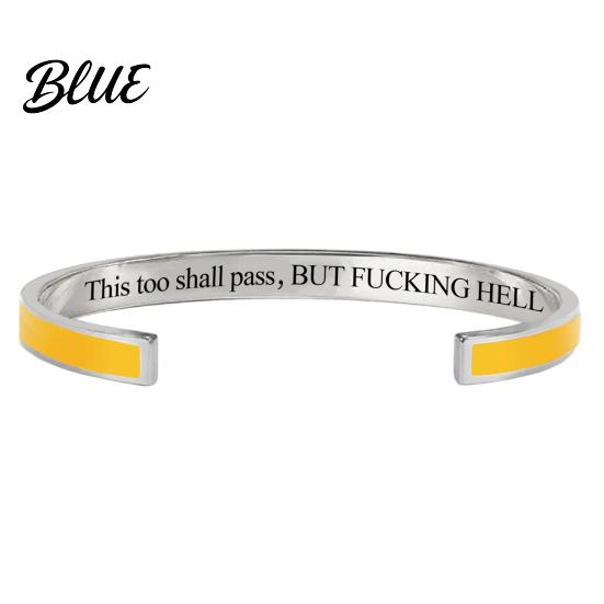 Adjustable Open Cuff This Too Shall Pass Mantra Bracelet Engraved Motivational Inspirational Bracelet Bangle Hidden Information Encouragement Jewelry