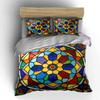Colorful Geometric Stained Glass Décor Set Comfortable Duvet Cover Bedding Set Included 1*Duvet Cover & 2*Pillowcases, Gift