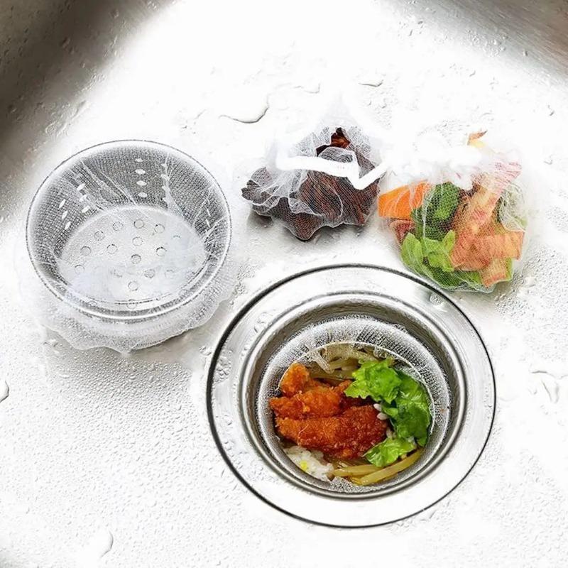 100PCS Disposable Sink Filter Mesh Bags Anti-blocking Sewer Drains Filter Mesh Garbage Bag Strainers Net Kitchen Accessories