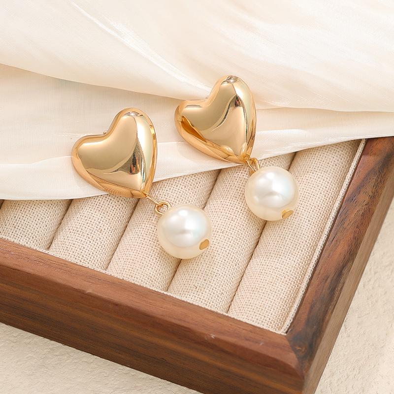 ins style trend high-end niche design earrings love pearl women's stud earrings