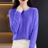 Women's Fashion Solid-Color Fall/Winter  Neck Cardigan Knit Sweater Loose-Fit Versatile Long-Sleeve Base Layer Sweater