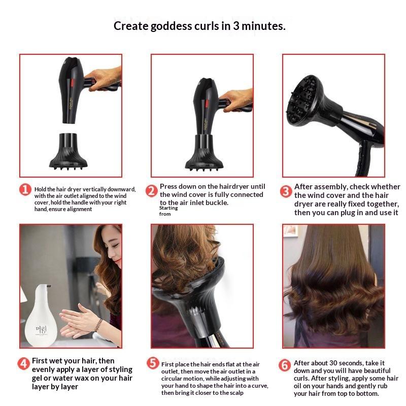 Diffusore Universale per Asciugacapelli per Capelli Ricci, Grande Cappa a Vento, Facile Installazione, per Casa, Viaggio, Acconciatura dei Capelli, 1 Pezzo